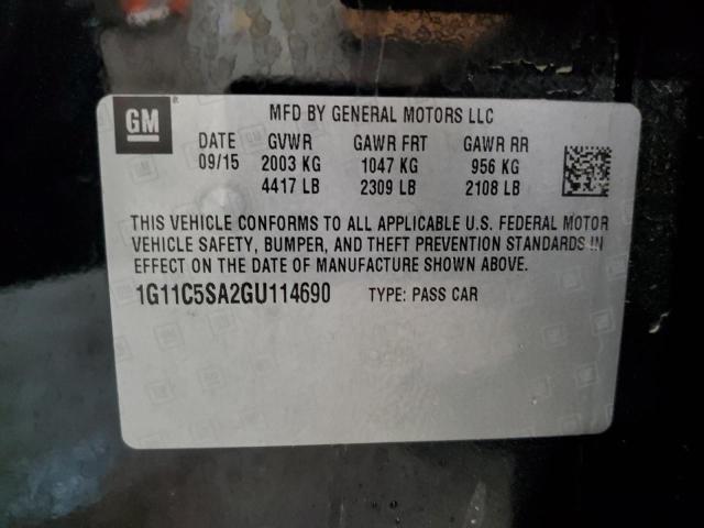 1G11C5SA2GU114690 - 2016 CHEVROLET MALIBU LIM LT Қара фото 12