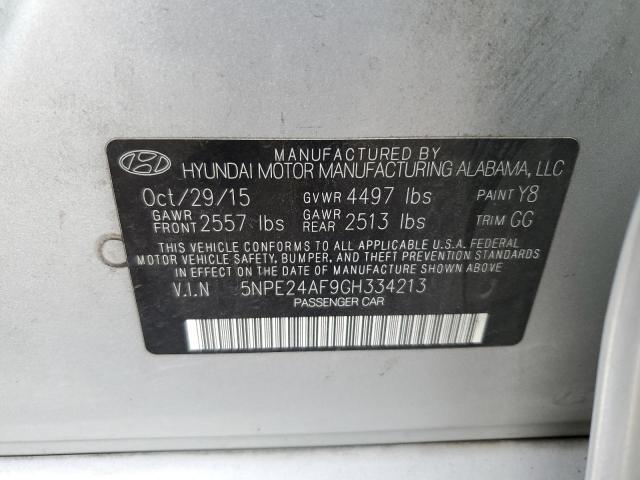 5NPE24AF9GH334213 - 2016 HYUNDAI SONATA SE SILVER photo 12