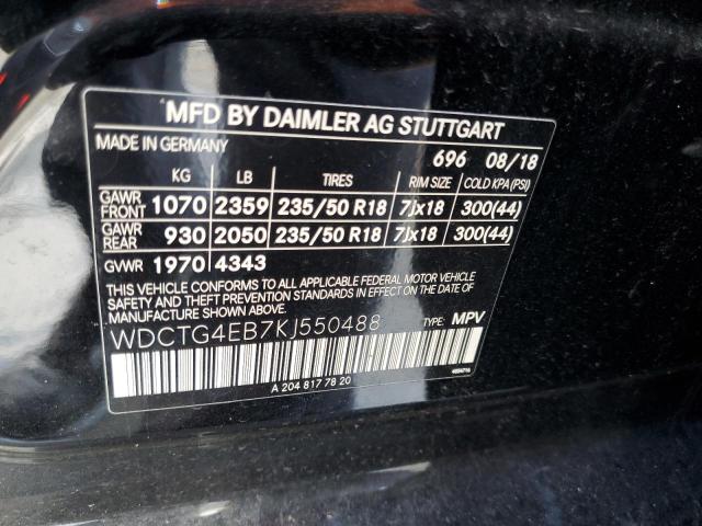 WDCTG4EB7KJ550488 - 2019 MERCEDES-BENZ GLA 250 BLACK photo 13