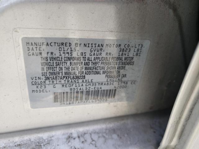 3N1AB7APXFL639228 - 2015 NISSAN SENTRA S SILVER photo 12