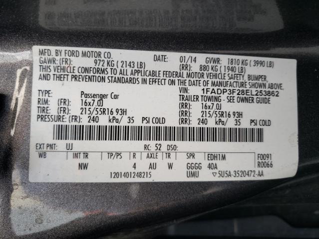 1FADP3F28EL253862 - 2014 FORD FOCUS SE GRAY photo 12