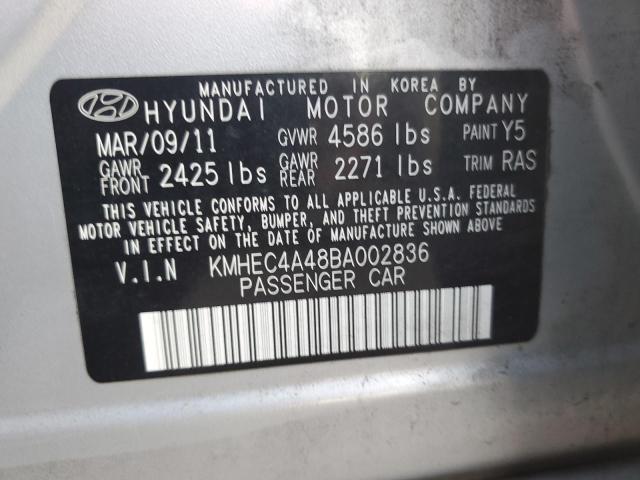 KMHEC4A48BA002836 - 2011 HYUNDAI SONATA HYBRID SILVER photo 12