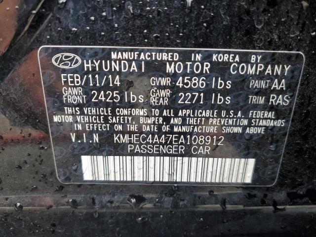 KMHEC4A47EA108912 - 2014 HYUNDAI SONATA HYBRID BLACK photo 12