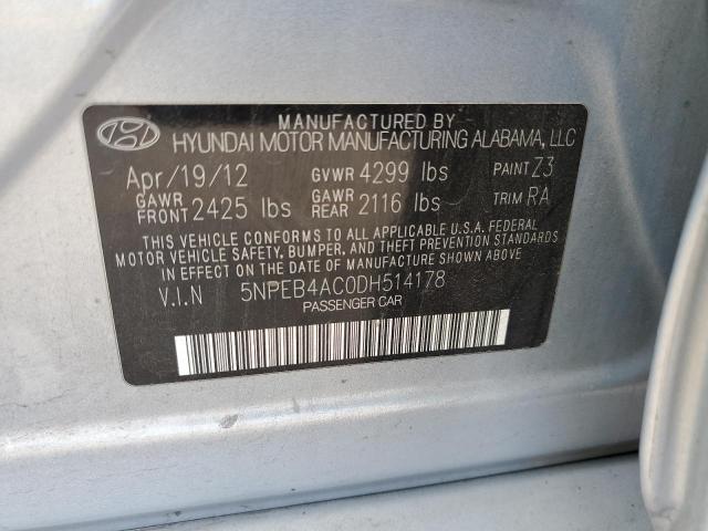 5NPEB4AC0DH514178 - 2013 HYUNDAI SONATA GLS SILVER photo 12