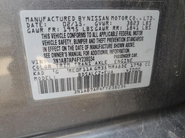 3N1AB7AP4FY238034 - 2015 NISSAN SENTRA S GRAY photo 12