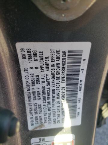 JHMZE2H57AS009139 - 2010 HONDA INSIGHT LX GRAY photo 12