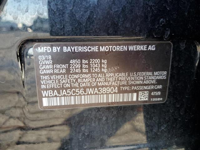 WBAJA5C56JWA38904 - 2018 BMW 530 I BLACK photo 13