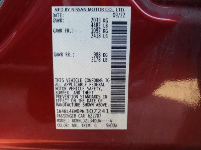 1N4BL4EW0PN307241 - 2023 NISSAN ALTIMA SL RED photo 13