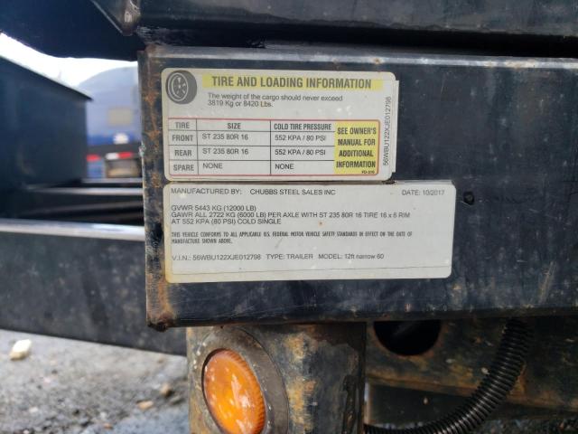 56WBU122XJE012798 - 2018 UTILITY TRAILER Qara foto 10