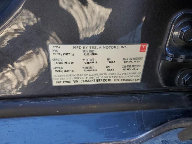 5YJSA1H21EFP65518 - 2014 TESLA MODEL S GRAY photo 12