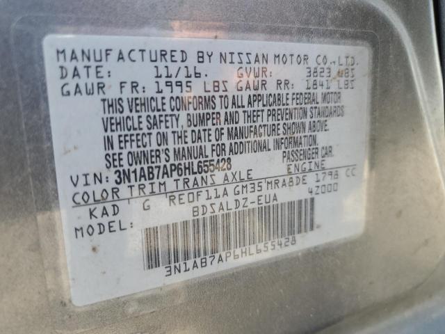 3N1AB7AP6HL655428 - 2017 NISSAN SENTRA S GRAY photo 13