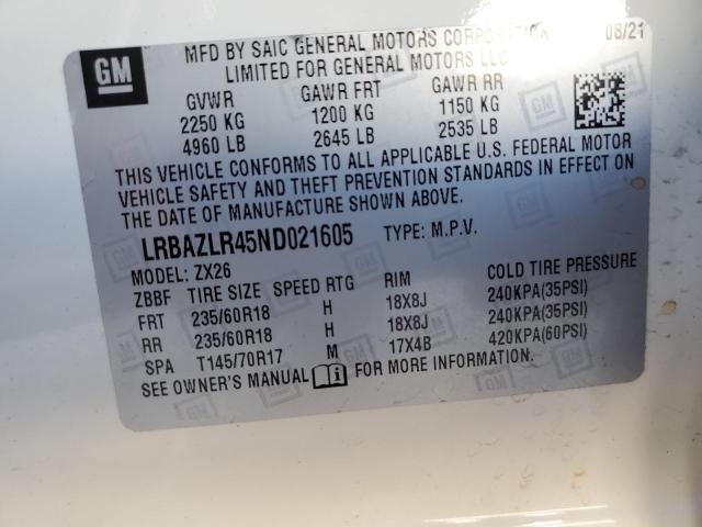 LRBAZLR45ND021605 - 2022 BUICK ENVISION PREFERRED Ağ foto 12