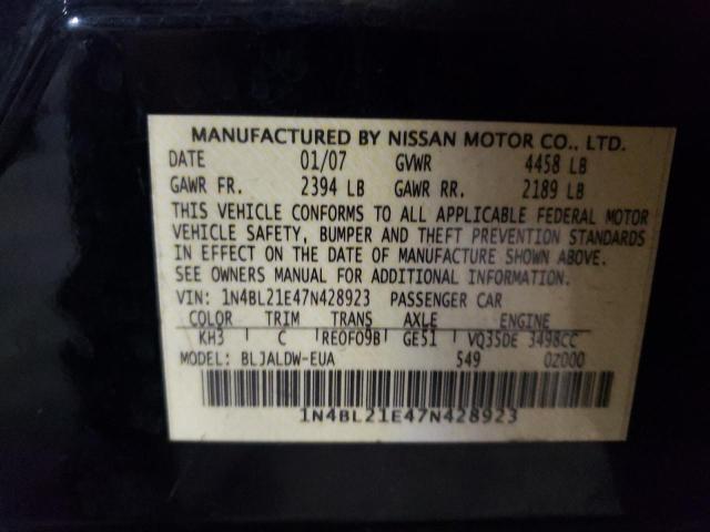 1N4BL21E47N428923 - 2007 NISSAN ALTIMA 3.5SE BLACK photo 12