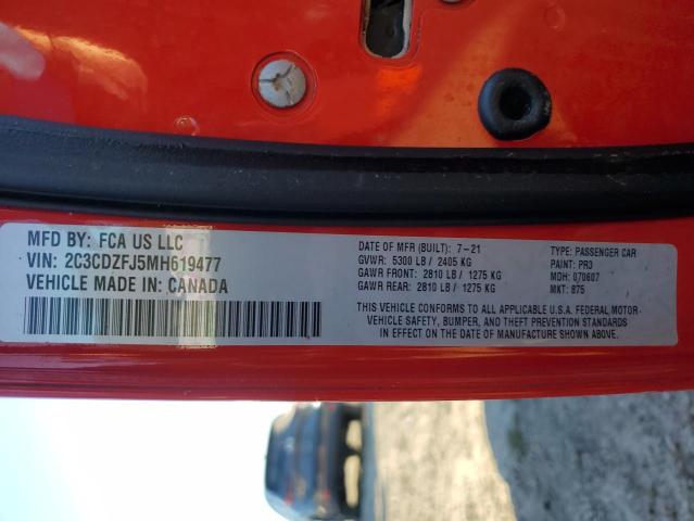 2C3CDZFJ5MH619477 - 2021 DODGE CHALLENGER R/T SCAT PACK RED photo 13