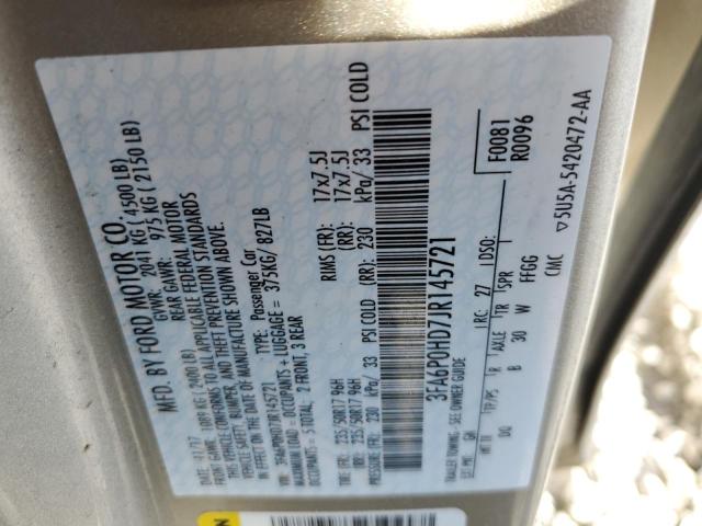 3FA6P0HD7JR145721 - 2018 FORD FUSION SE GOLD photo 12