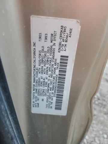 5TESM92N22Z048404 - 2002 TOYOTA TACOMA XTRACAB PRERUNNER ოქროსფერი ფოტო 12