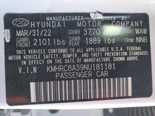 KMHRC8A39NU181181 - 2022 HYUNDAI VENUE SEL WHITE photo 14