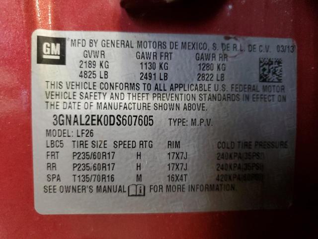 3GNAL2EK0DS607605 - 2013 CHEVROLET CAPTIVA LS 红色 照片 12