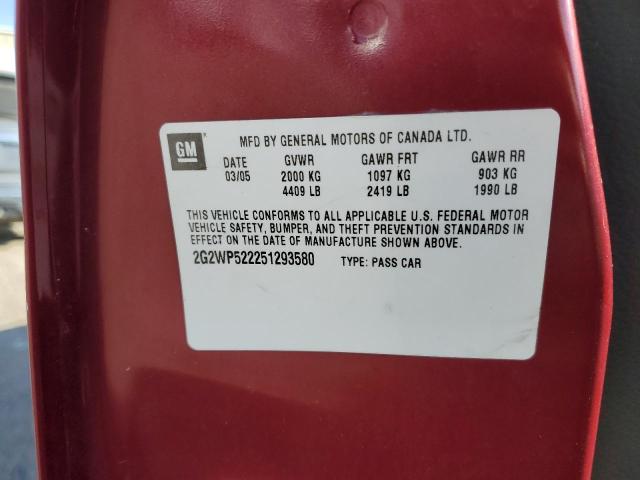 2G2WP522251293580 - 2005 PONTIAC GRAND PRIX 栗色 照片 12