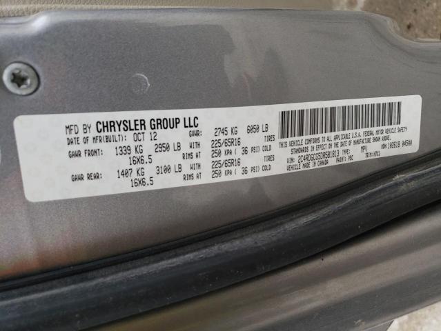 2C4RDGCG5DR581813 - 2013 DODGE GRAND CARA SXT SILVER photo 12