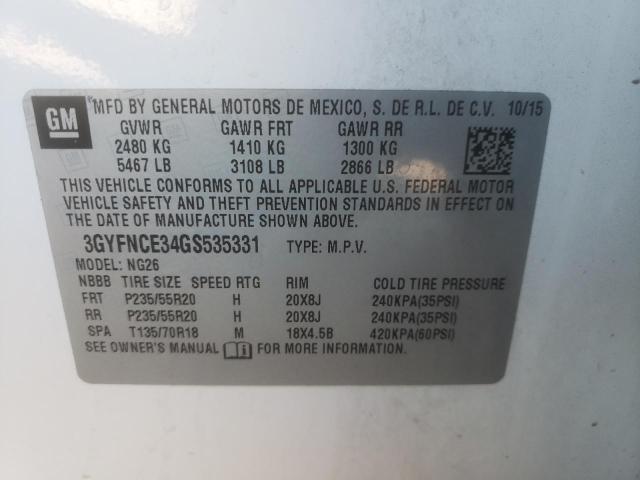 3GYFNCE34GS535331 - 2016 CADILLAC SRX PERFORMANCE COLLECTION Ақ фото 14