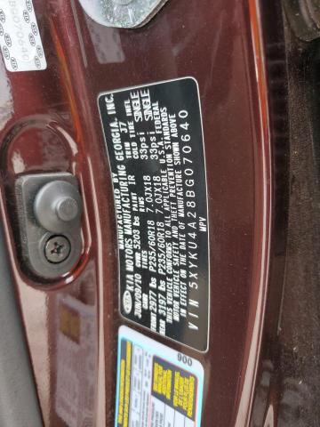 5XYKU4A28BG070640 - 2011 KIA SORENTO EX BURGUNDY photo 13