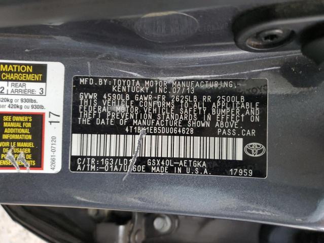 4T1BK1EB5DU064628 - 2013 TOYOTA AVALON BASE GRAY photo 12