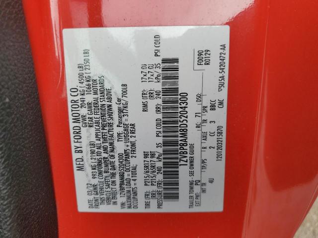 1ZVBP8AM8D5204300 - 2013 FORD MUSTANG RED photo 12