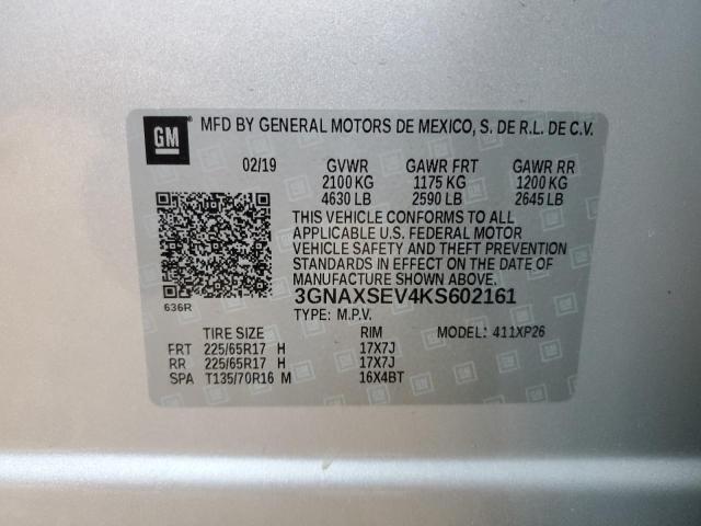 3GNAXSEV4KS602161 - 2019 CHEVROLET EQUINOX LS SILVER photo 13