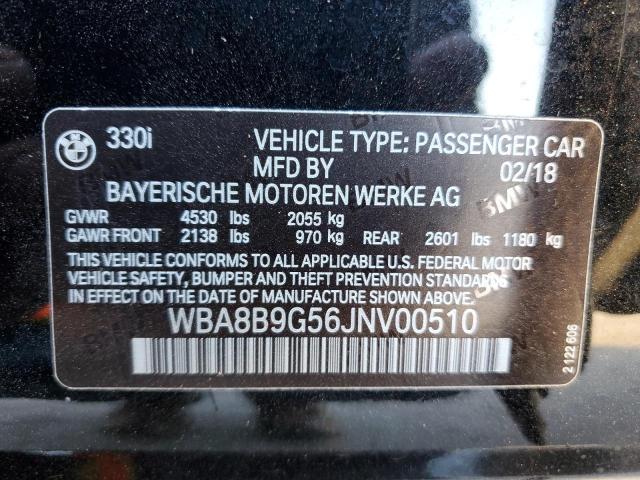 WBA8B9G56JNV00510 - 2018 BMW 330 I BLACK photo 12