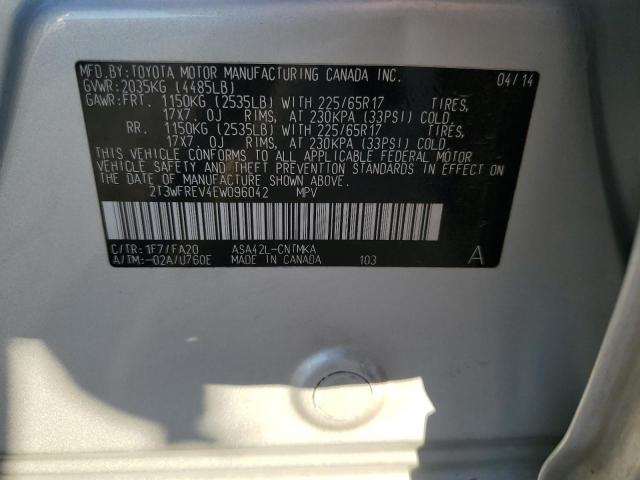 2T3WFREV4EW096042 - 2014 TOYOTA RAV4 XLE SILVER photo 13