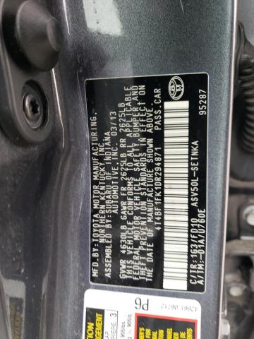 4T4BF1FK1DR294871 - 2013 TOYOTA CAMRY L GRAY photo 12