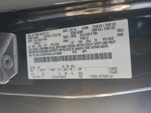 5LMCJ3D91GUJ31485 - 2016 LINCOLN MKC RESERVE შავი ფოტო 13