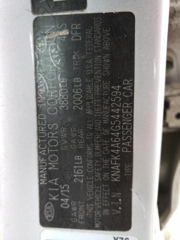 KNAFK4A64G5442594 - 2016 KIA FORTE LX SILVER photo 12