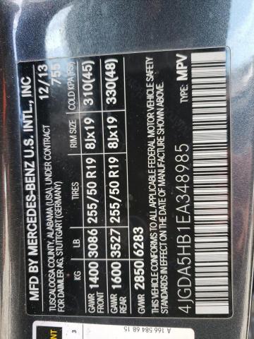 4JGDA5HB1EA348985 - 2014 MERCEDES-BENZ ML 350 4MATIC GRAY photo 13