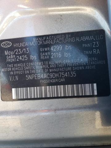 5NPEB4AC9DH754135 - 2013 HYUNDAI SONATA GLS SILVER photo 12