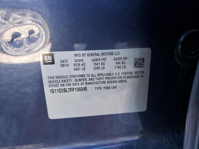 1G11C5SL7FF138245 - 2015 CHEVROLET MALIBU 1LT BLUE photo 12
