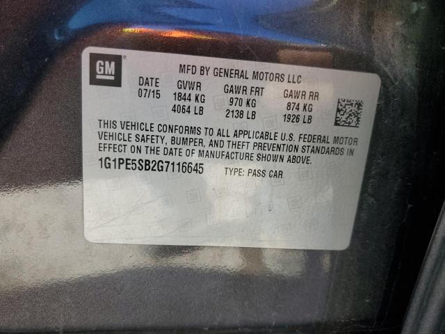 1G1PE5SB2G7116645 - 2016 CHEVROLET CRUZE LIMI LT CHARCOAL photo 13