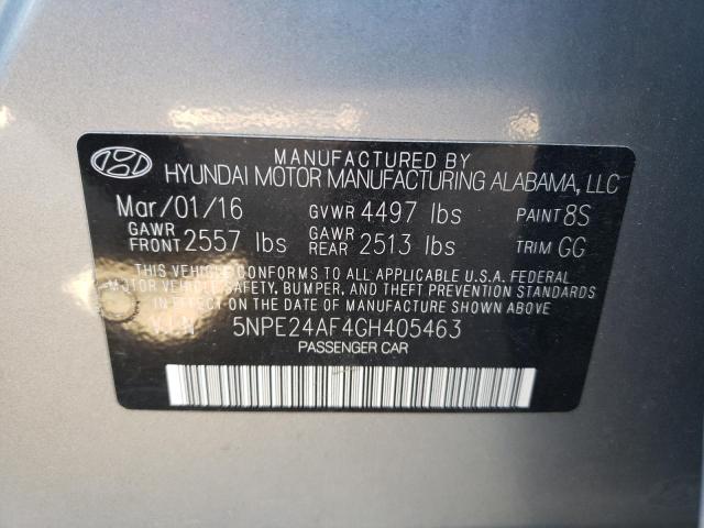 5NPE24AF4GH405463 - 2016 HYUNDAI SONATA SE GRAY photo 12