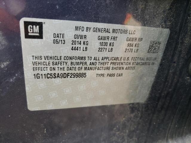 1G11C5SA9DF299885 - 2013 CHEVROLET MALIBU 1LT ლურჯი ფოტო 13