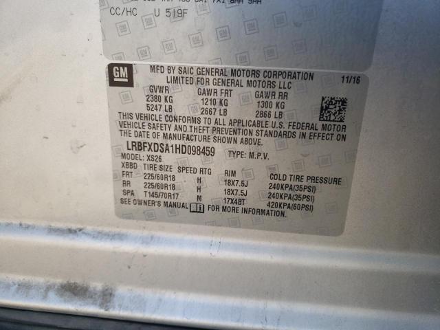 LRBFXDSA1HD098459 - 2017 BUICK ENVISION ESSENCE SILVER photo 12