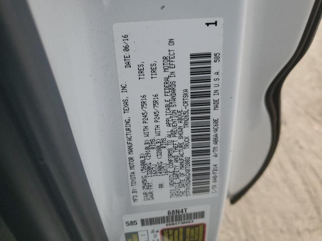 5TFRX5GN6GX072002 - 2016 TOYOTA TACOMA ACCESS CAB თეთრი ფოტო 13