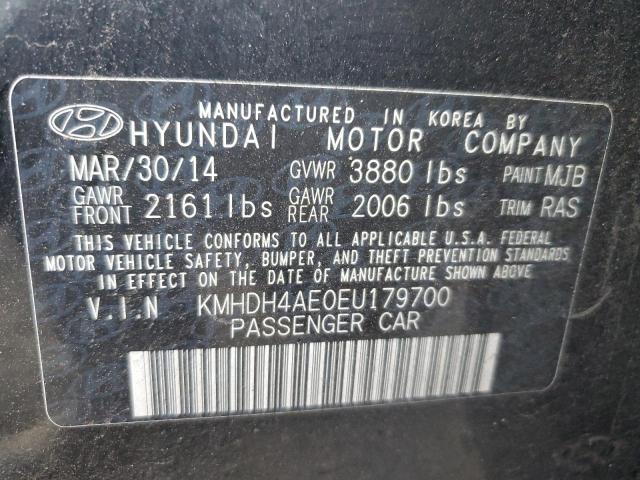 KMHDH4AE0EU179700 - 2014 HYUNDAI ELANTRA SE BLACK photo 12