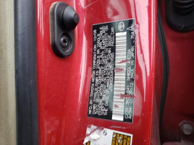 JTDKB20UX93519585 - 2009 TOYOTA PRIUS RED photo 12