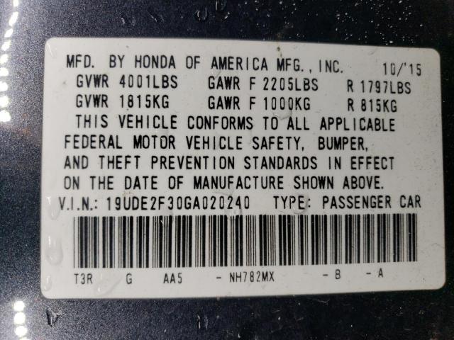 19UDE2F30GA020240 - 2016 ACURA ILX BASE WATCH PLUS GRAY photo 12