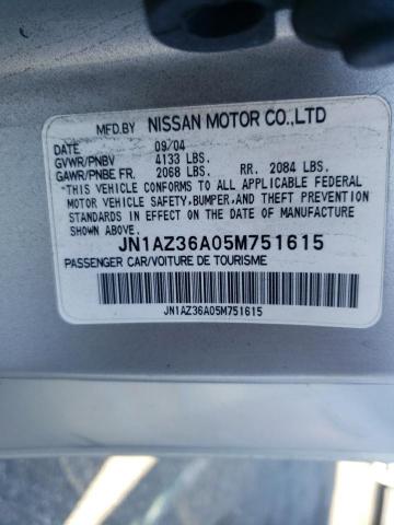 JN1AZ36A05M751615 - 2005 NISSAN 350Z ROADSTER SILVER photo 12