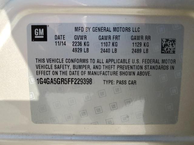 1G4GA5GR5FF229398 - 2015 BUICK LACROSSE CREAM photo 13