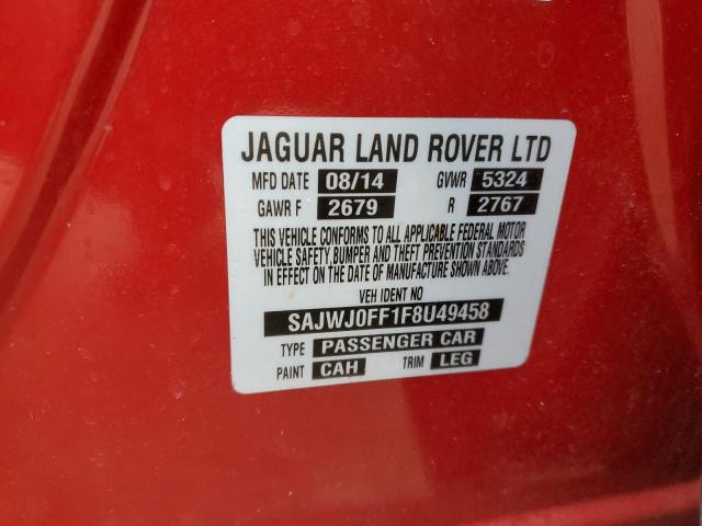 SAJWJ0FF1F8U49458 - 2015 JAGUAR XF 3.0 SPORT AWD RED photo 12