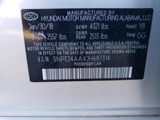 5NPE24AAXJH687314 - 2018 HYUNDAI SONATA ECO SILVER photo 13