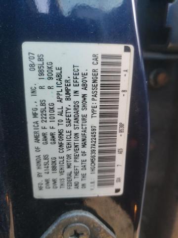 1HGCM56397A224597 - 2007 HONDA ACCORD SE BLUE photo 12